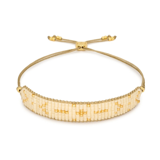 Beaded Friendship Bracelet - Gold & Cream