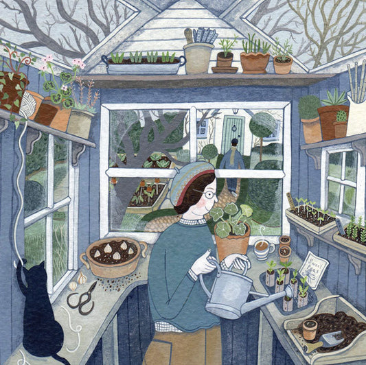 Greetings Card - In The Potting Shed