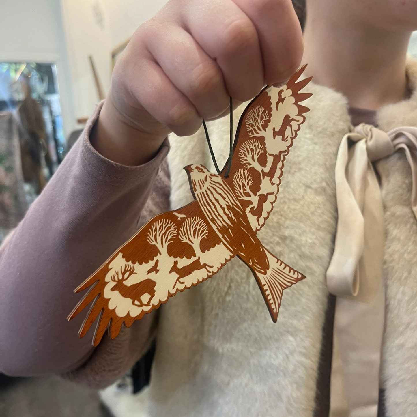 Hanging Wooden Decoration - Red Kite