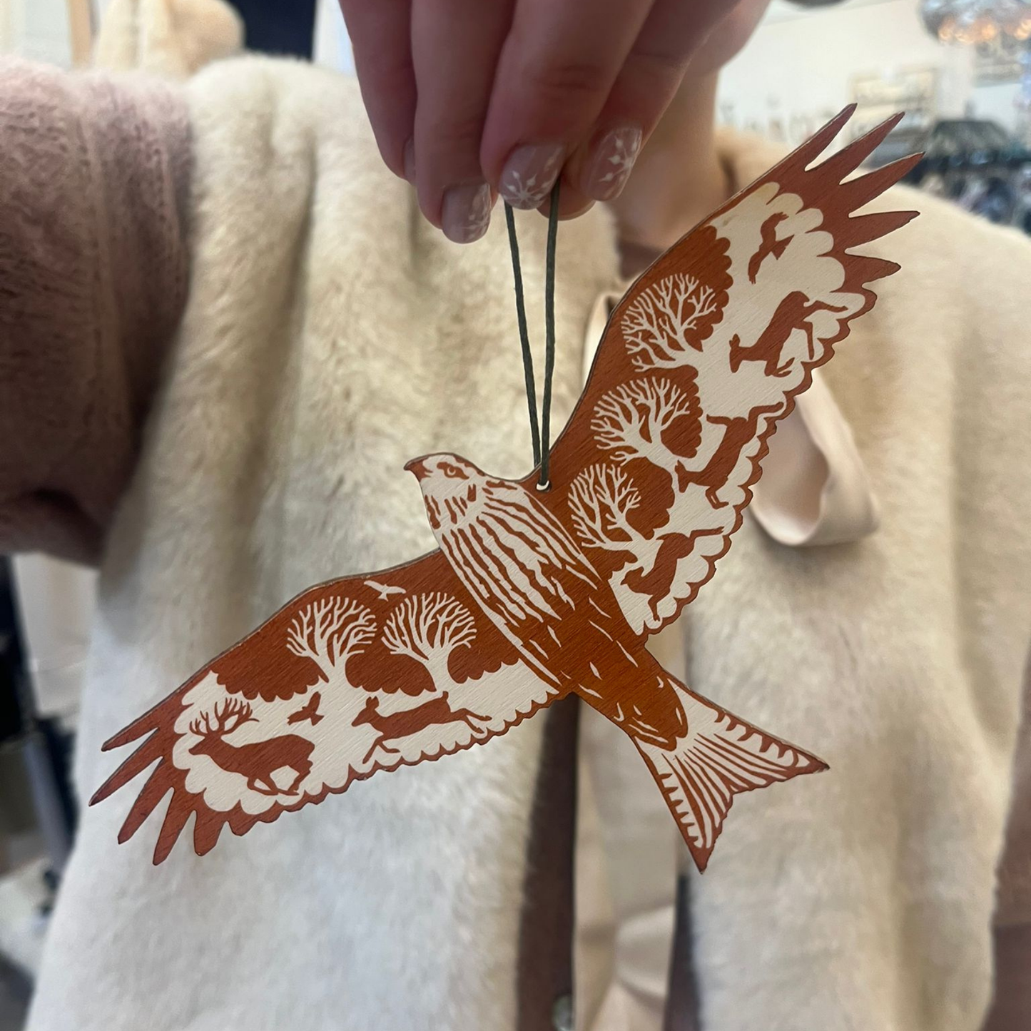 Hanging Wooden Decoration - Red Kite