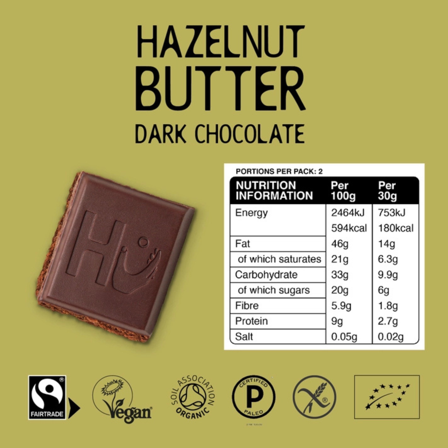 Hazelnut Butter Dark Chocolate Bar