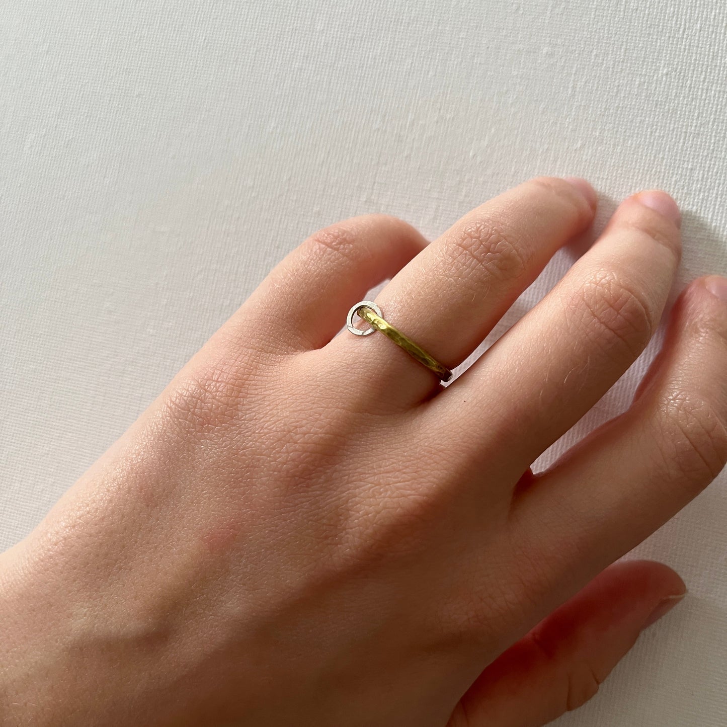 Silver Oval Charm Stacking Ring - Brass