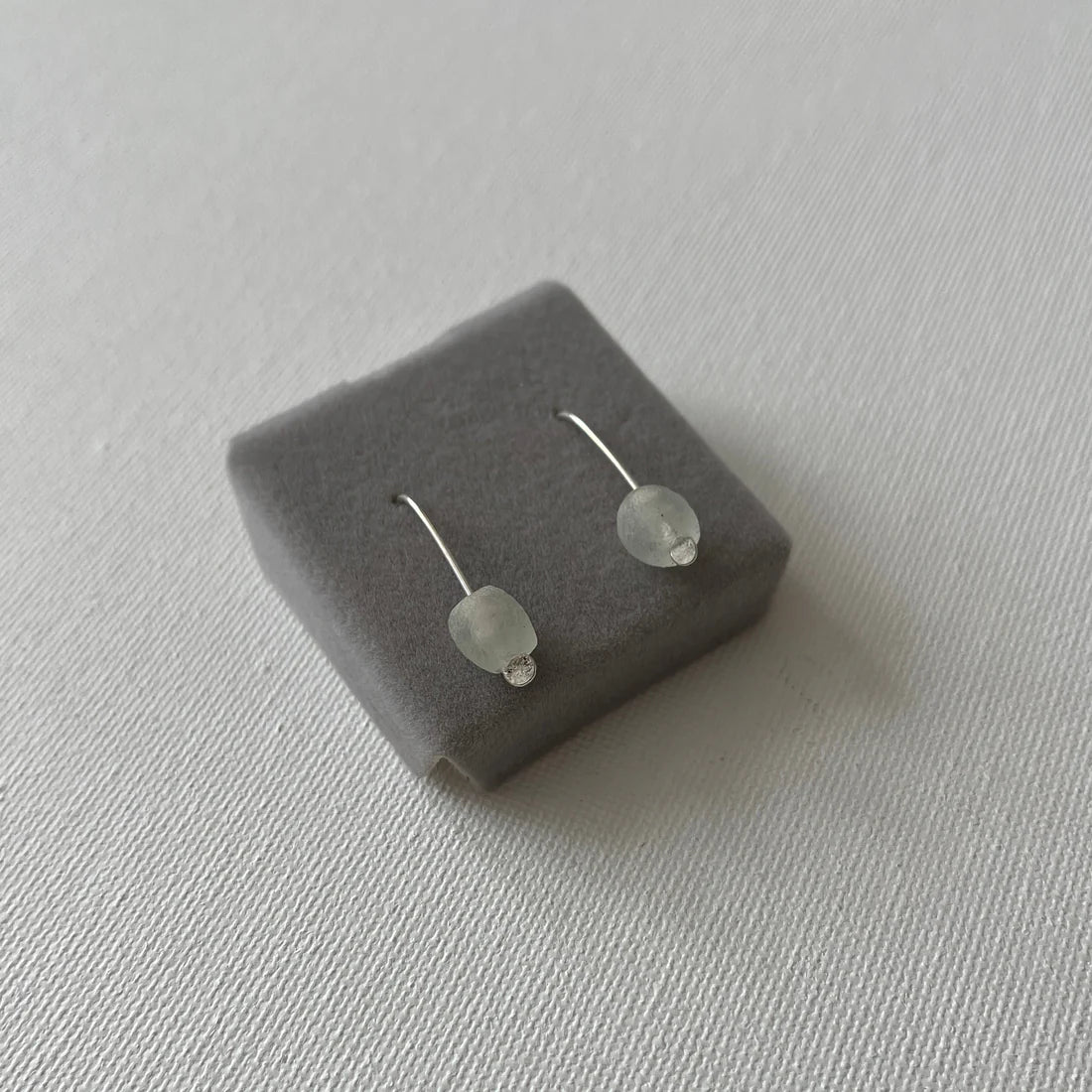 Eco Silver Bottle Bead Earrings - Natural