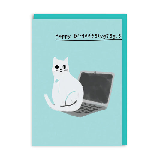 Ohh Deer Greetings Card - Birthday Cat Keyboard