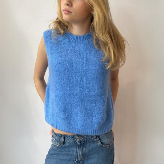 OST London Kathrine Mohair Crewneck Vest - Cornflower Blue