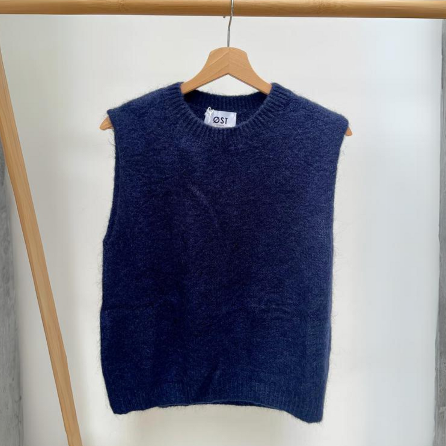 OST London Kathrine Mohair Crewneck Vest - Navy Blue