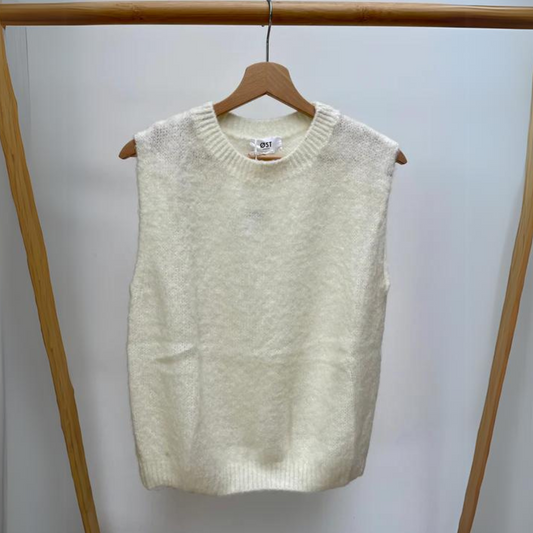 OST London Kathrine Mohair Crewneck Vest - White