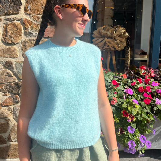 Kathrine Mohair Crewneck Vest - Sea Foam