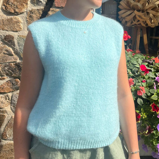 Kathrine Mohair Crewneck Vest - Sea Foam