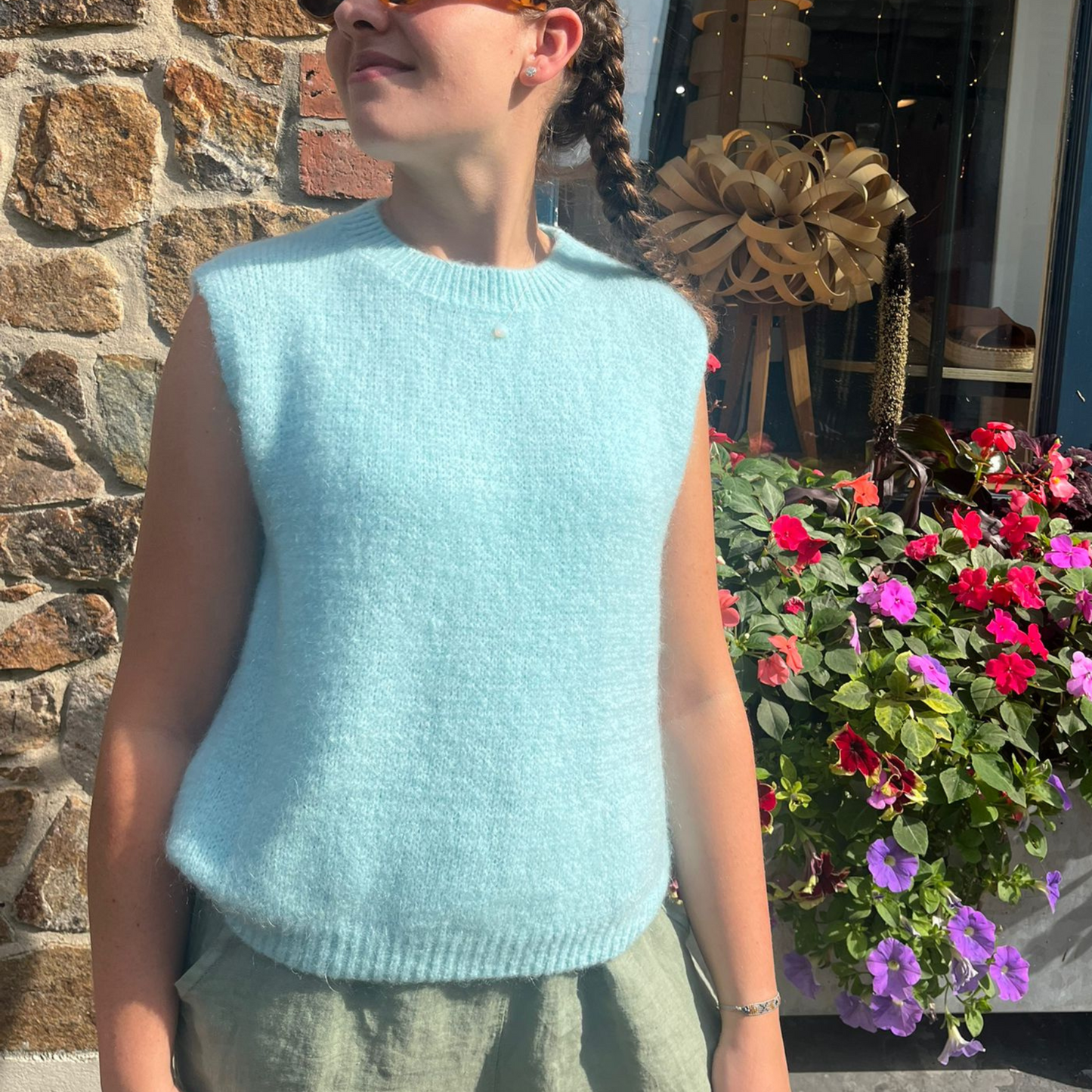 Kathrine Mohair Crewneck Vest - Sea Foam