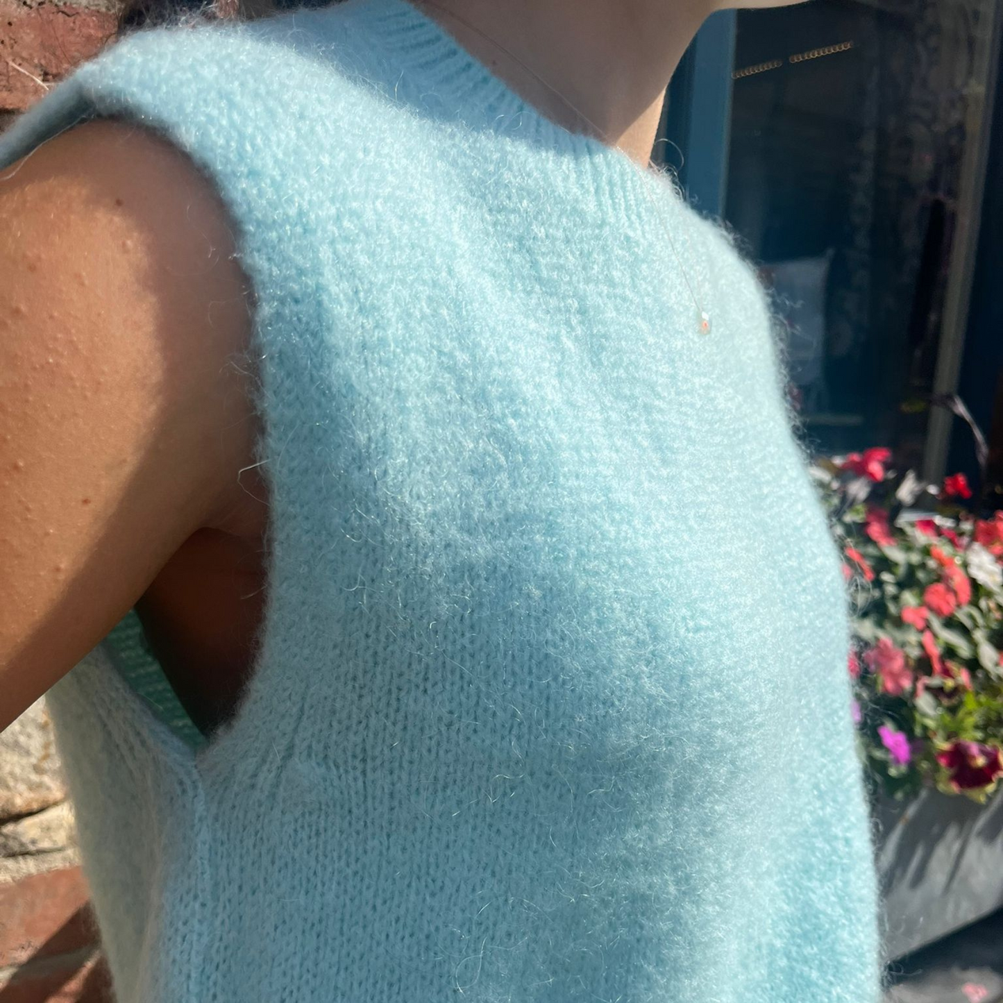 Kathrine Mohair Crewneck Vest - Sea Foam