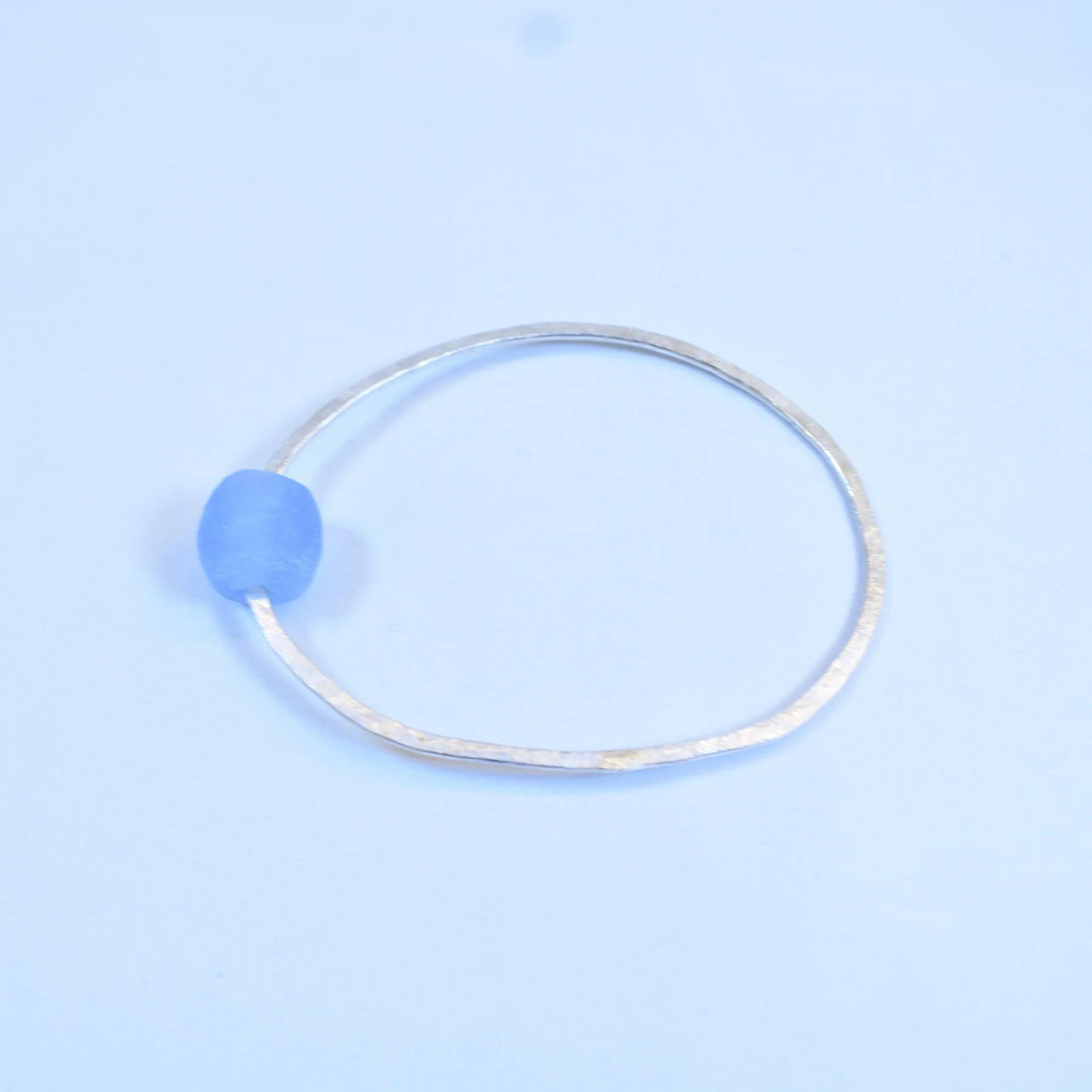 Sarah Drew Silver Bottle Bead Bangle - Light Blue