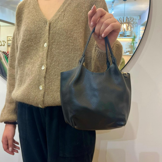 Leather Crossbody Bag - Black