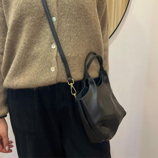 Leather Crossbody Bag - Black