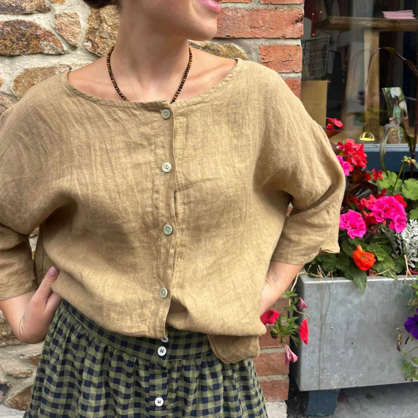 Linen Blouse - Tan