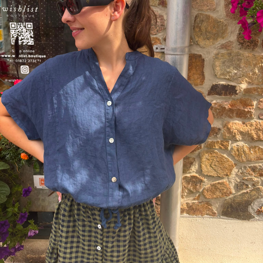 Linen Blouson - Marine Blue