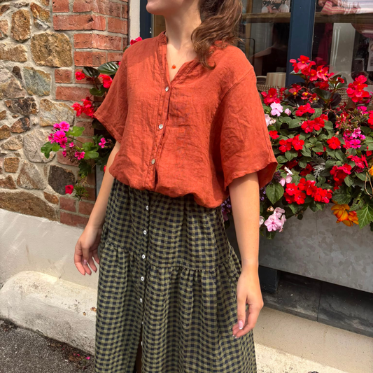 Linen Blouson - Terracotta