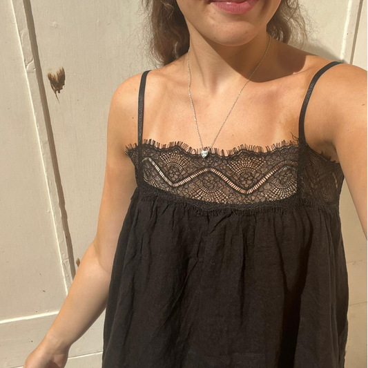 Linen Camisole Top - Black