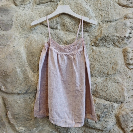 Linen Camisole Top - Rose Pink