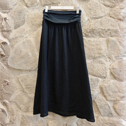 Linen Maxi Skirt - Black
