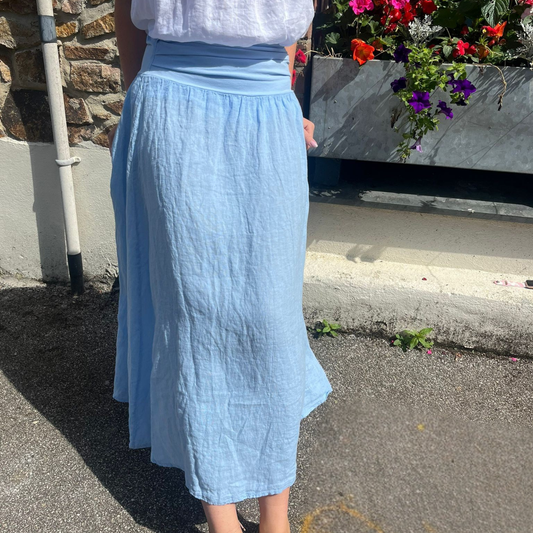 Linen Maxi Skirt - Blue
