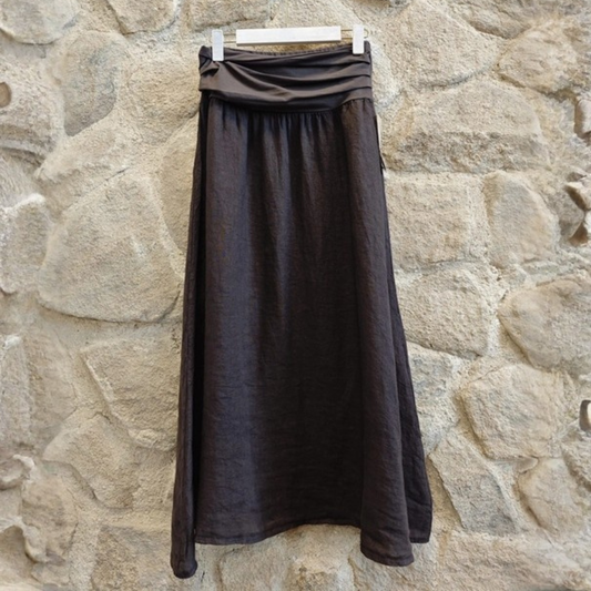 Linen Maxi Skirt - Brown