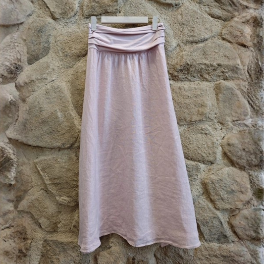 Linen Maxi Skirt - Rose Pink