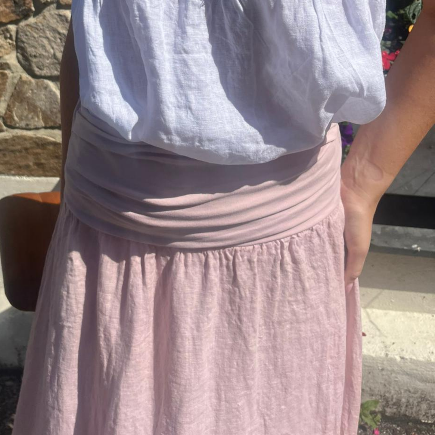 Linen Maxi Skirt - Rose Pink