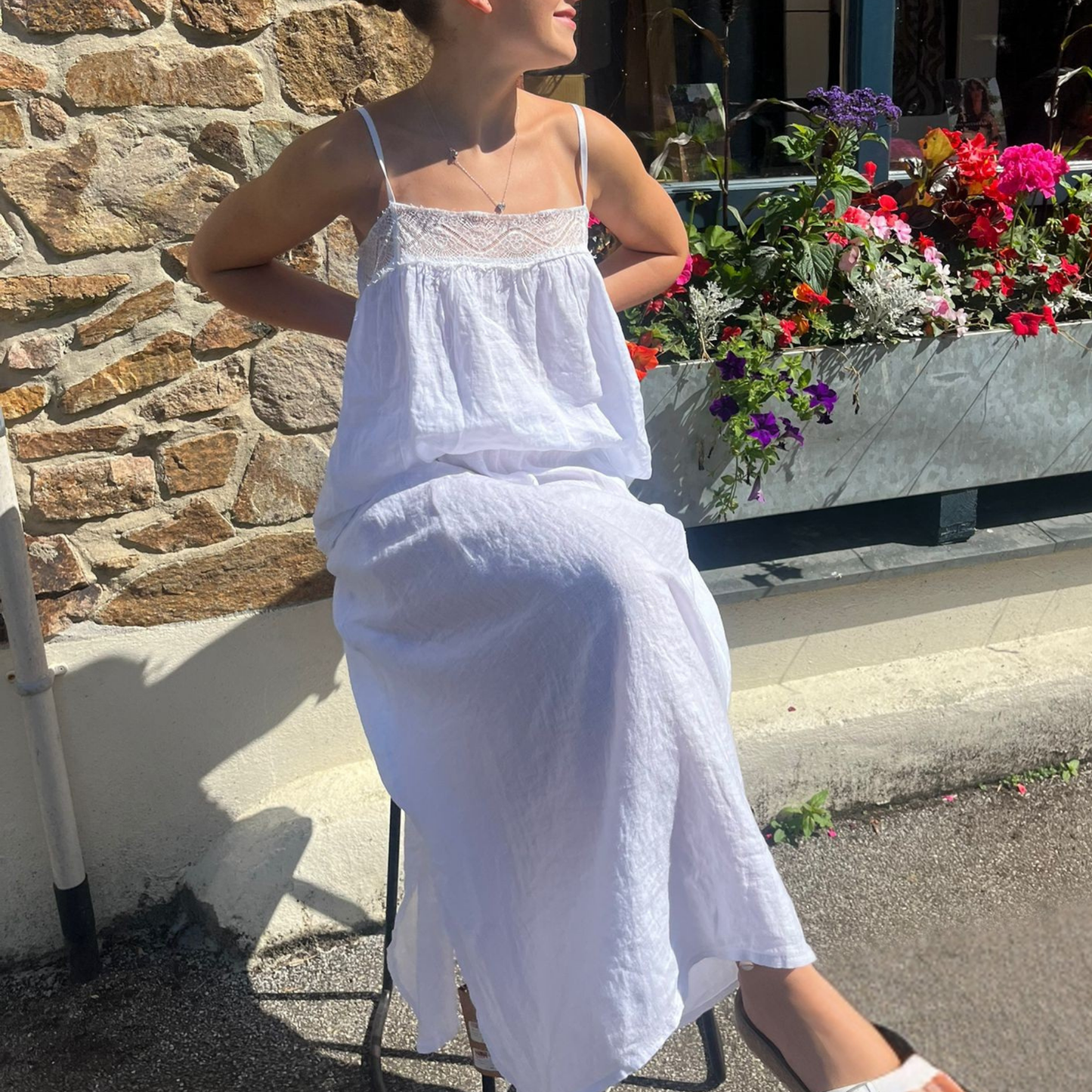 Linen Pocket Maxi Skirt - White