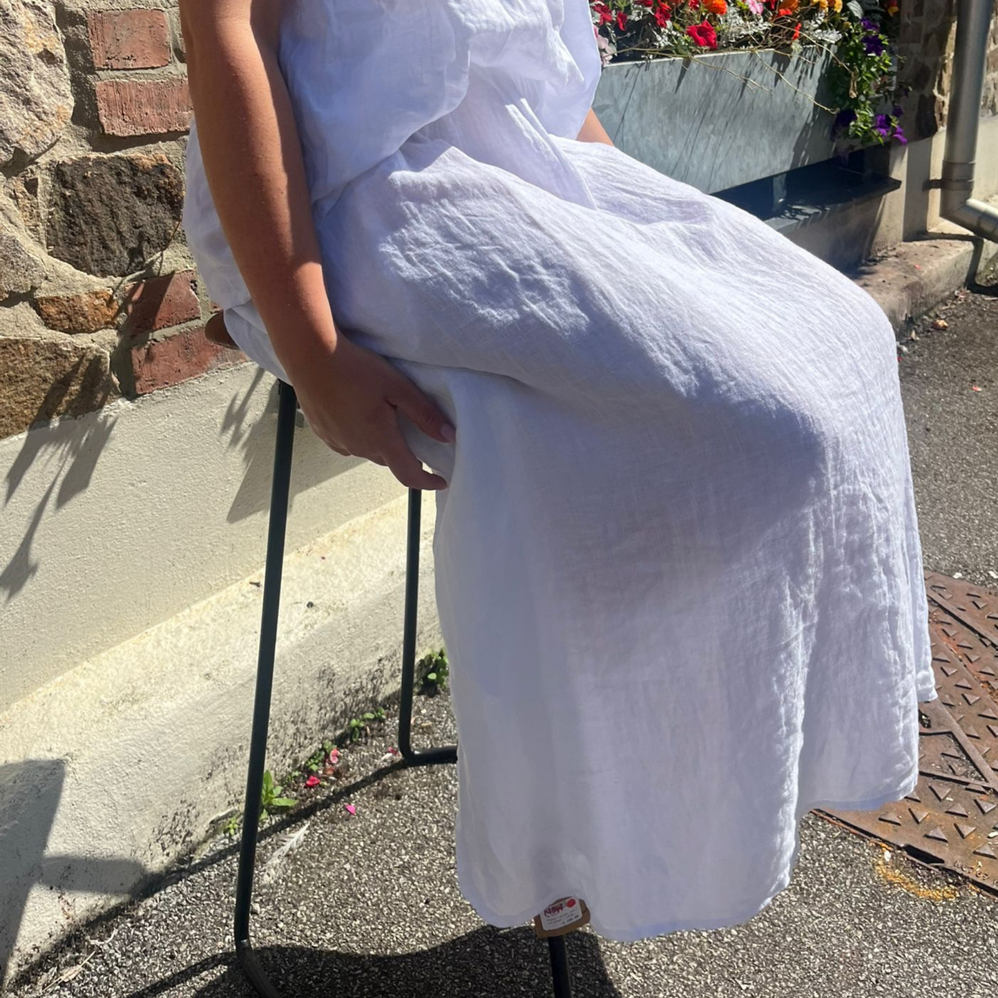 Linen Pocket Maxi Skirt - White
