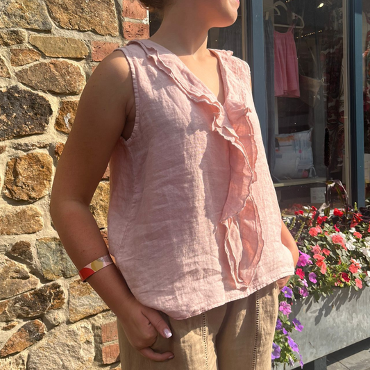 Linen Sleeveless Blouse - Rose