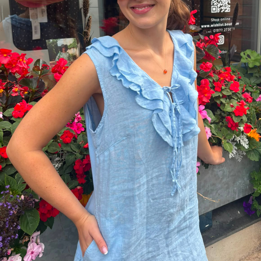 Linen Summer Dress - Blue