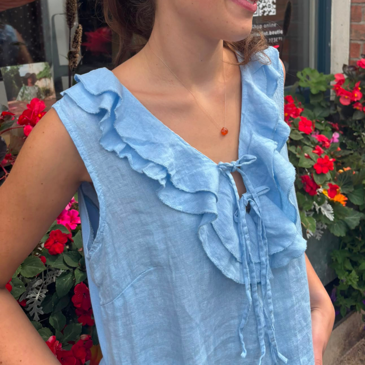 Linen Summer Dress - Blue