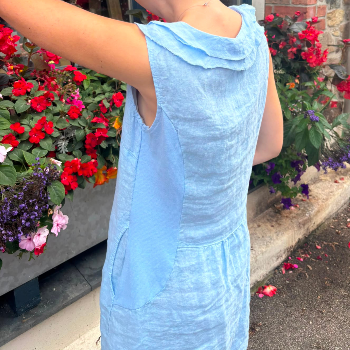 Linen Summer Dress - Blue