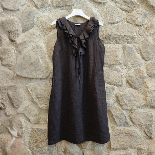 Linen Summer Dress - Brown
