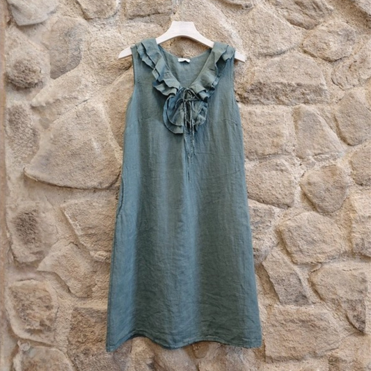 Linen Summer Dress - Khaki