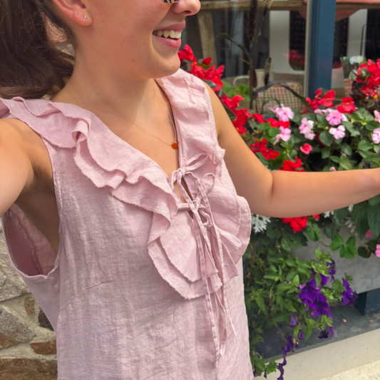 Linen Summer Dress - Rose Pink