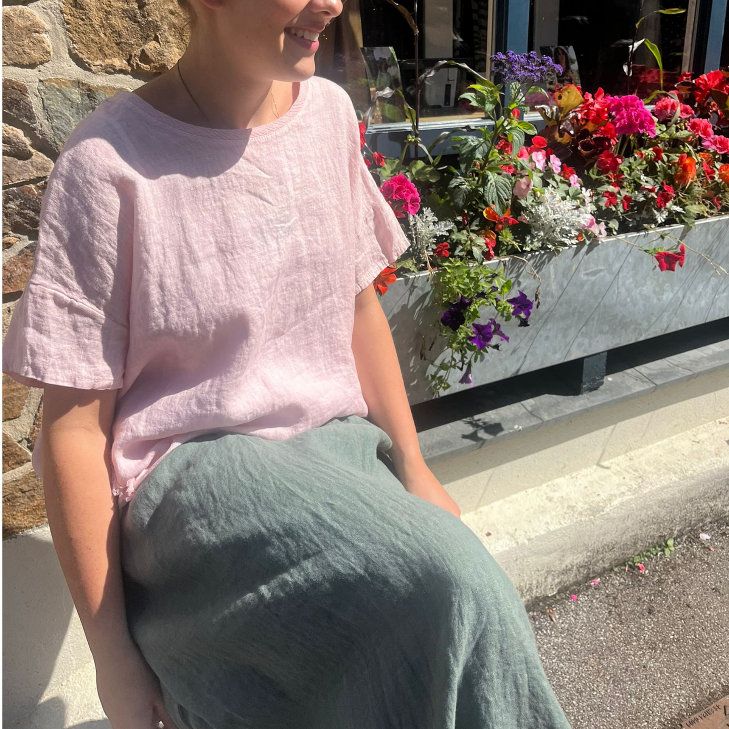Linen T-Shirt Blouse - Rose Pink