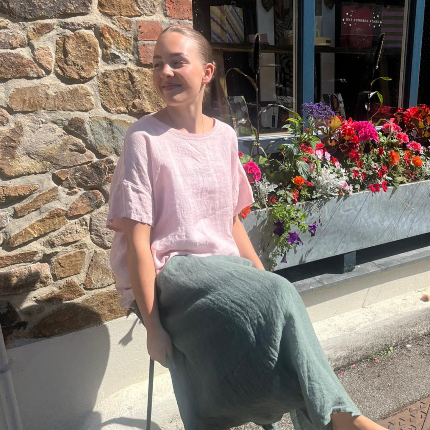 Linen T-Shirt Blouse - Rose Pink
