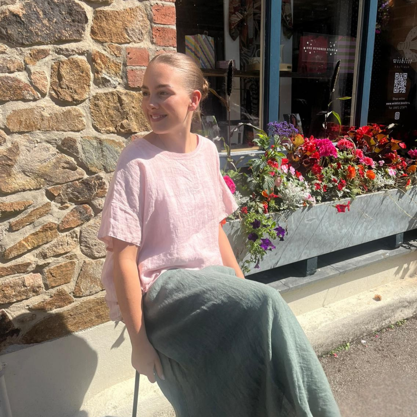 Linen T-Shirt Blouse - Rose Pink
