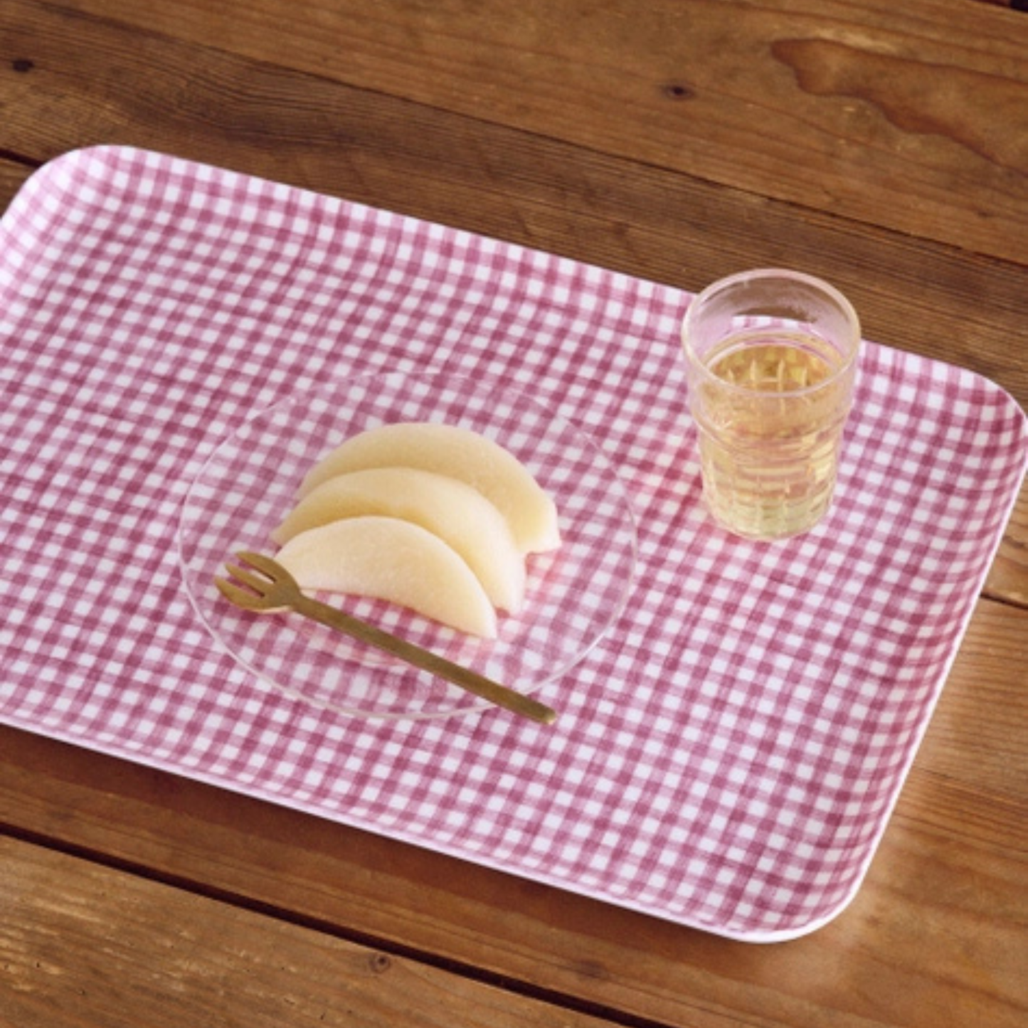 Linen Tray - Pink and White Check