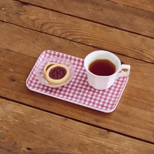Linen Tray - Pink and White Check