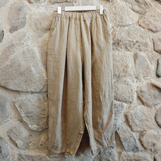 Linen Trousers - Tan Brown