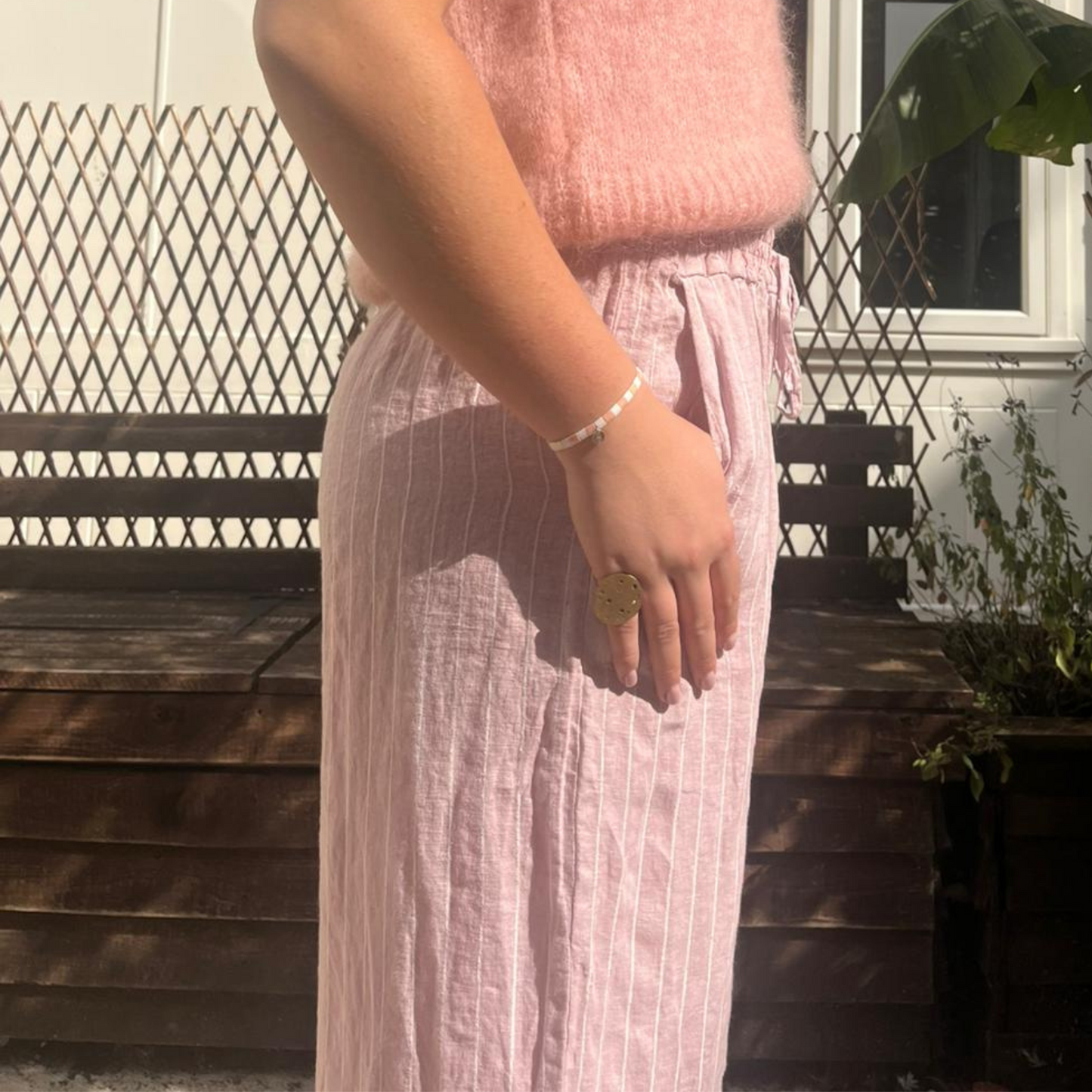 Linen Trousers - Pink Stripe