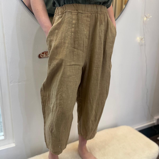 Linen Trousers - Tan Brown