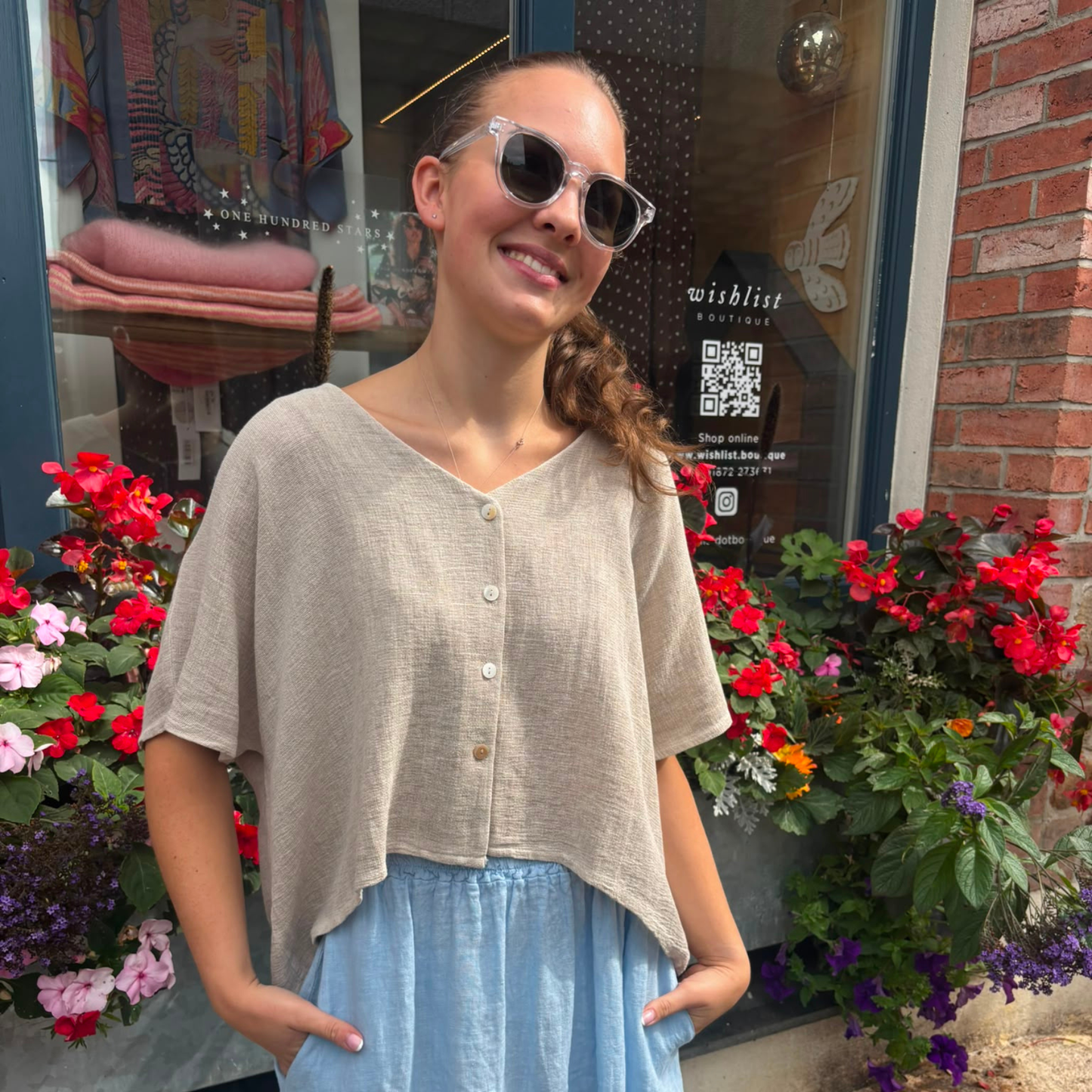 Linen and Cotton Blend Cardigan - Cream