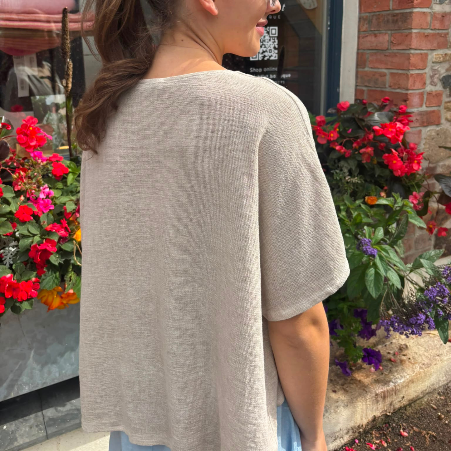 Linen and Cotton Blend Cardigan - Cream