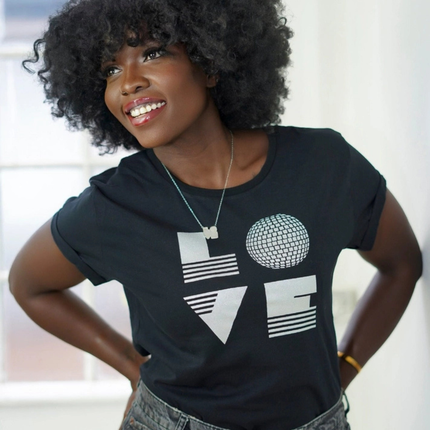 LOVE T-Shirt - Black and Silver