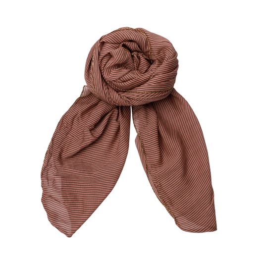 Silk and Cotton Large Scarf - Rose Stripe