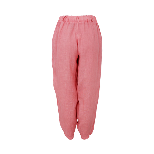 Melina Linen Barrel Trousers - Candy Rose